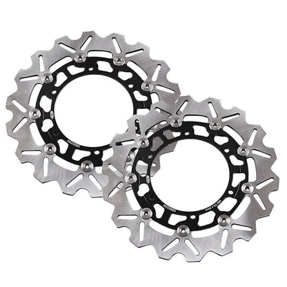 Black Front Left & Right Brake Disc Rotors for YAMAHA YZF R1 R6 XJR 1300 (99-02)