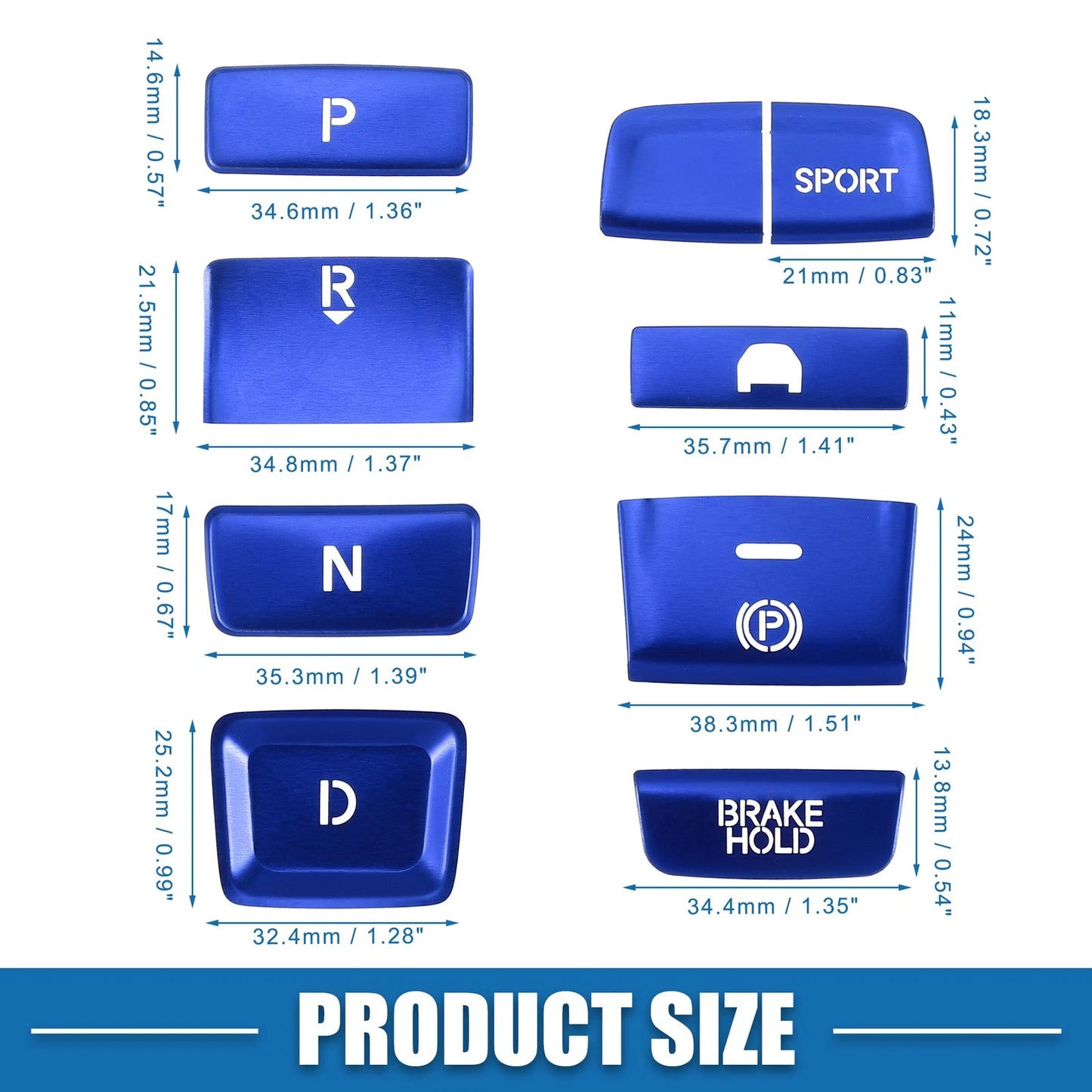 9 x Gear Shift Panel Switch Button Covers for Honda Accord (2018-2022) Blue