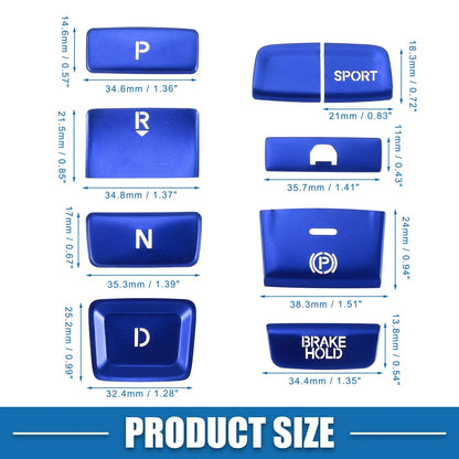 9 x Gear Shift Panel Switch Button Covers for Honda Accord (2018-2022) Blue