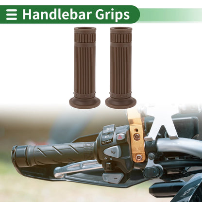 7/8" 22mm Hand Grips for Motorcycle Handlebar End Grips TPU Dark Brown