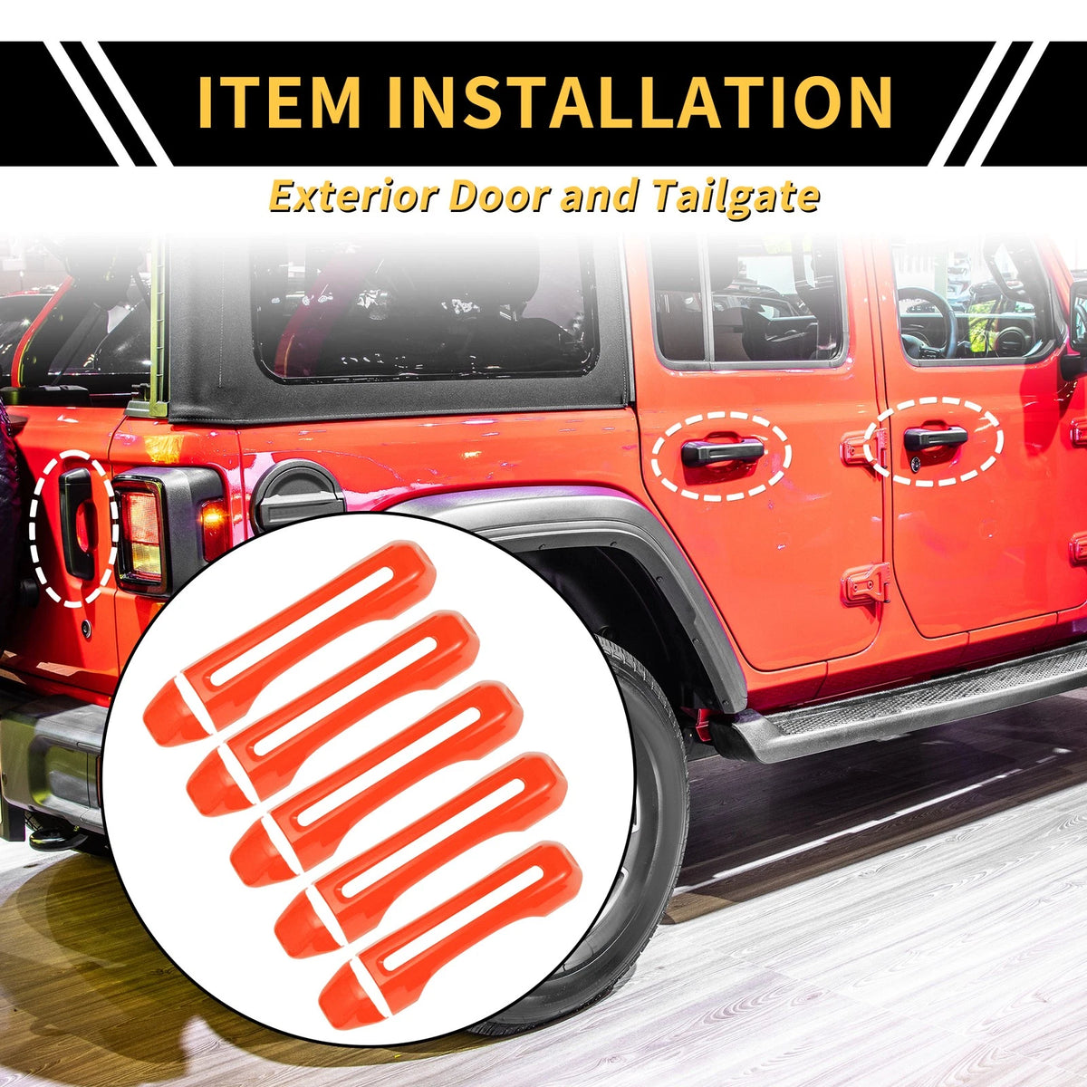Door Tailgate Handle Cover for Jeep Gladiator JT (2020-2021) - 1 Set, Orange