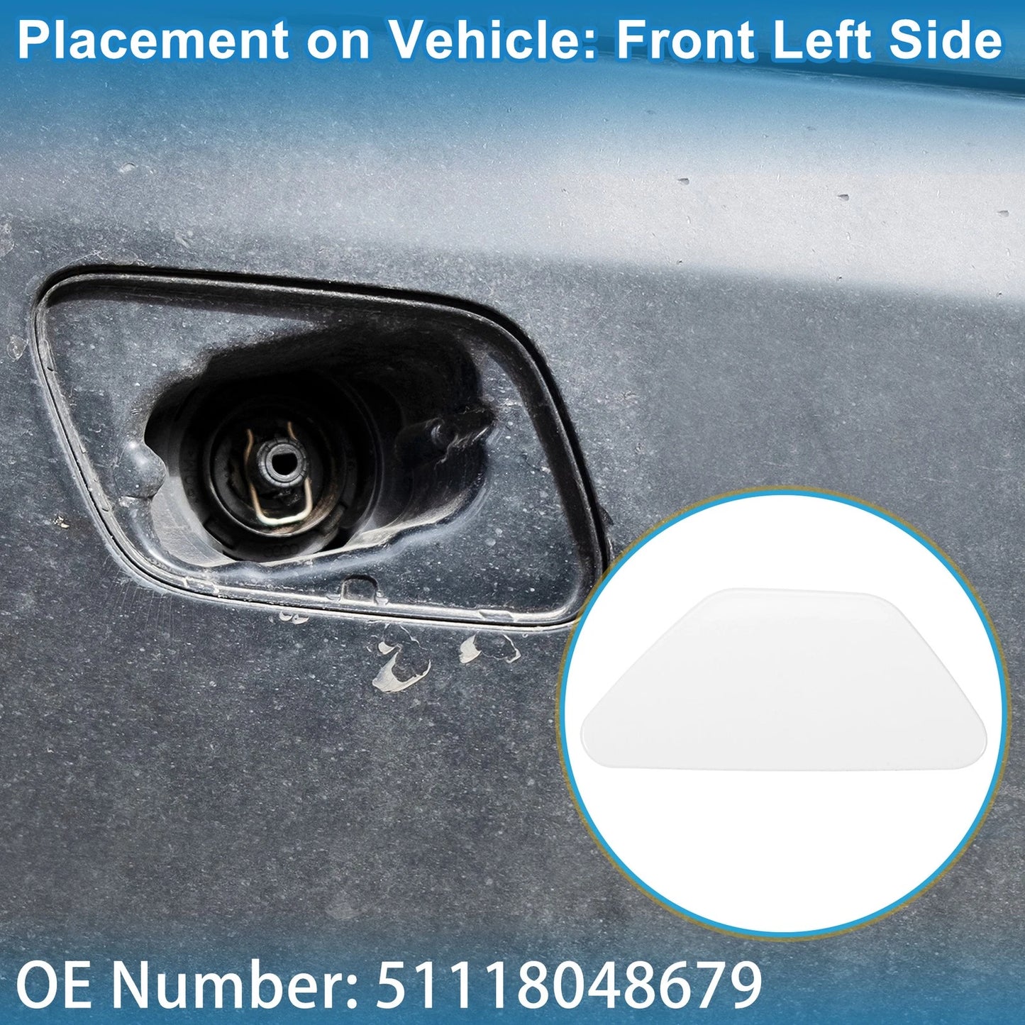Front Left Washer Nozzle Cover for BMW 528i (2011-2016) White
