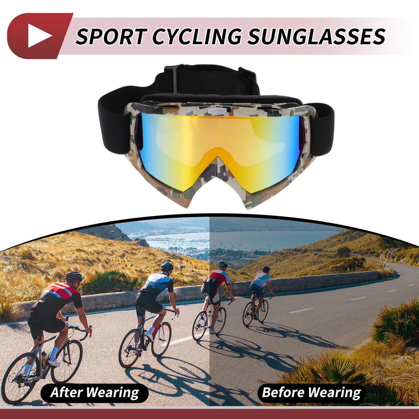 Goggles for Motorcycle Riding Lens Camouflage TPU Cycling Sunglasses