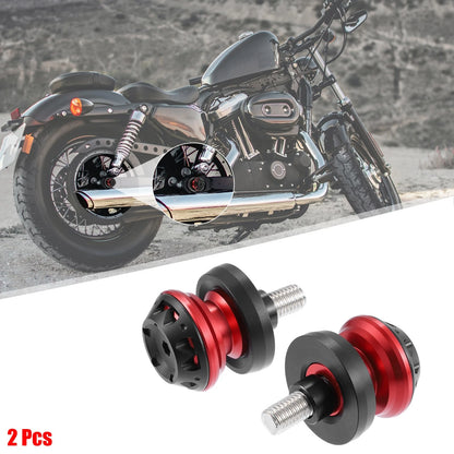 2 x 10mm M10x1.5 Red Aluminum Swing Arm Spools Sliders Stand for Motorcycle