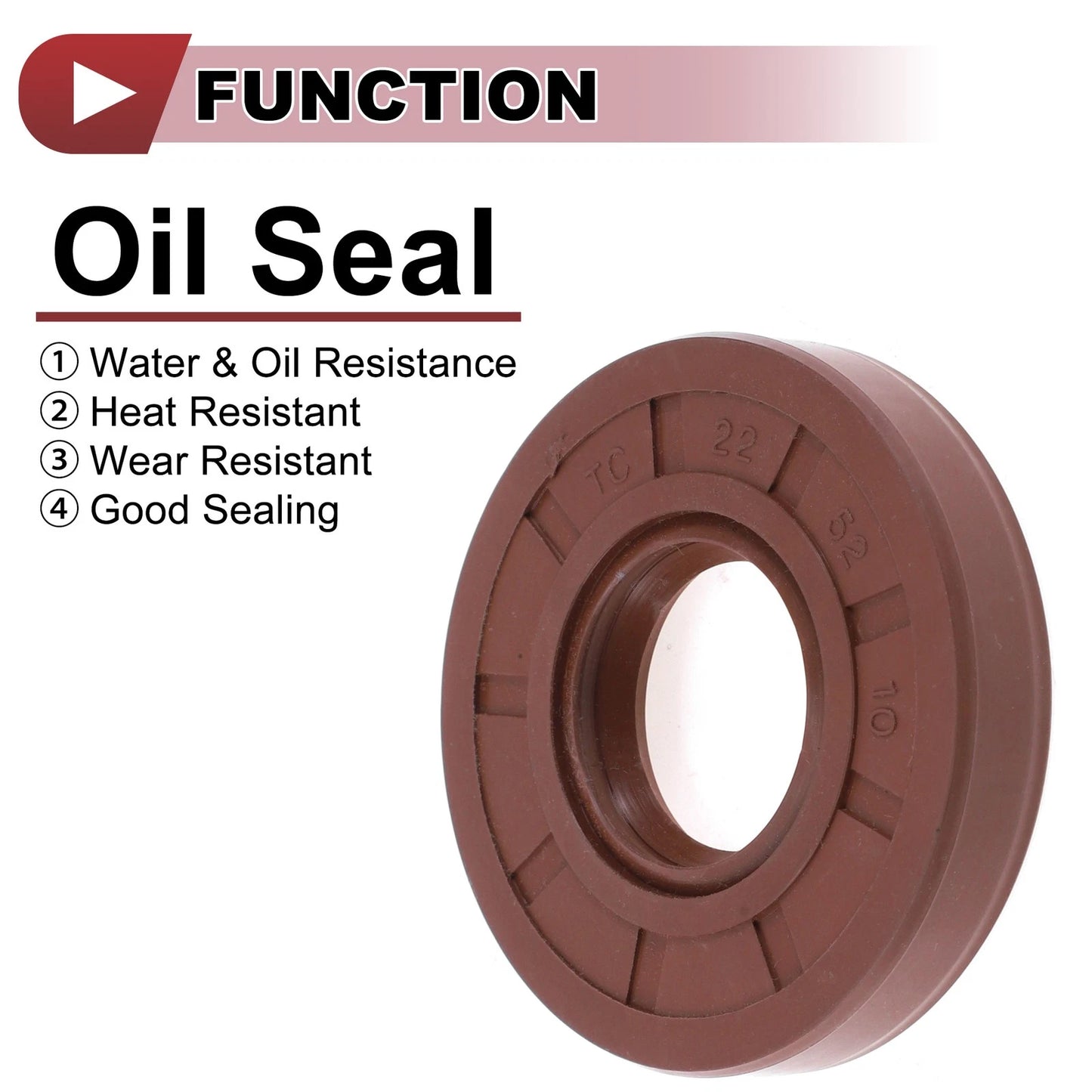 Oil Seal Seal Ring 22x52x10mm Brown FKM Rotary Shaft Seal 2 x Pcs