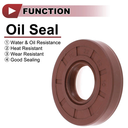 Oil Seal Seal Ring 22x52x10mm Brown FKM Rotary Shaft Seal 2 x Pcs