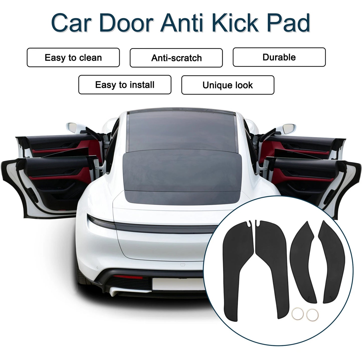 Car Door Anti Kick Pad Sticker Protector for Ford Focus (2019) - 1 Set Black
