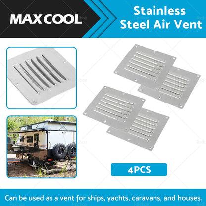 4 x Stainless Steel Rectangular Air Vents for Caravan Boat Home
