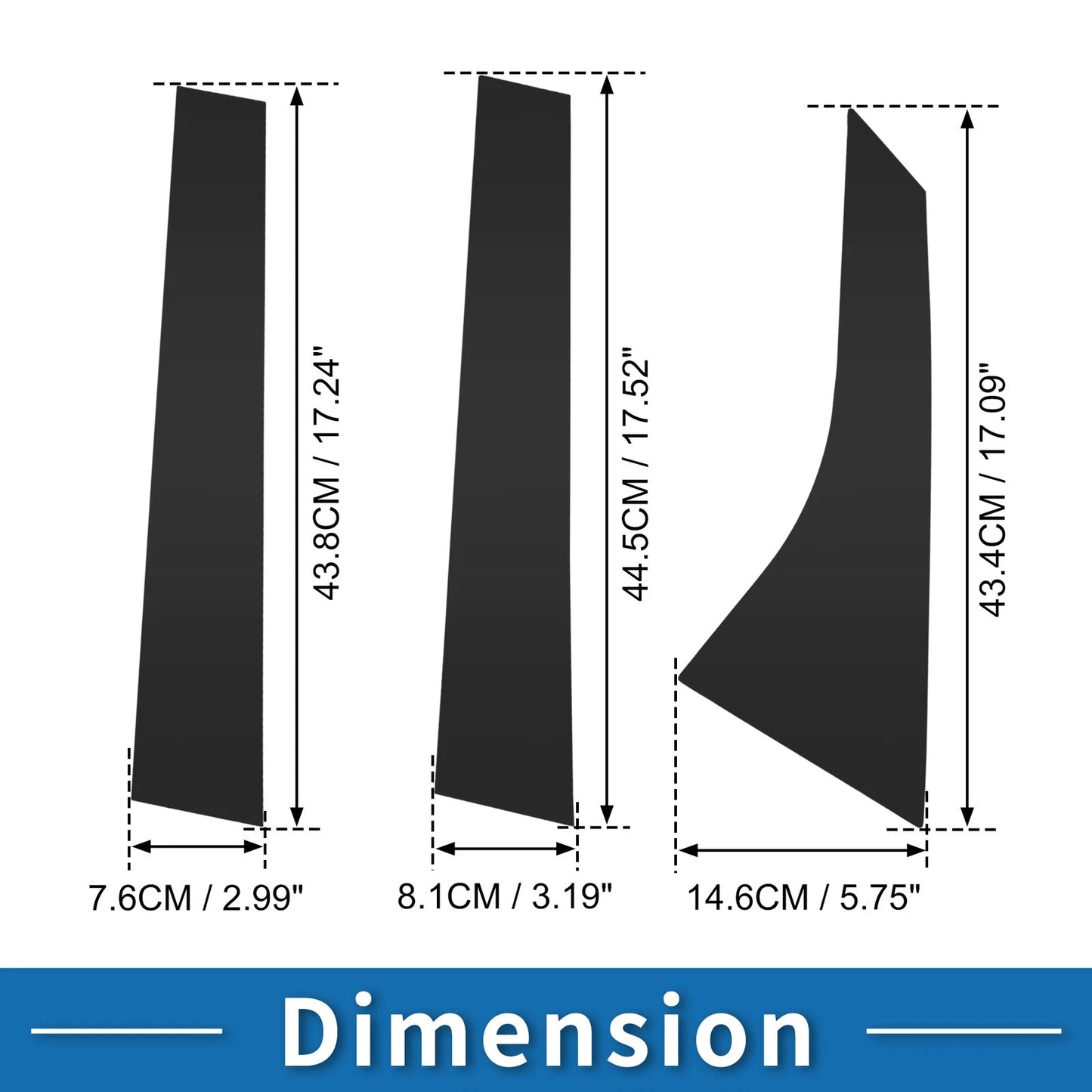 6pcs Door Pillar Window Trim for Ford Focus (2000-2007) Black