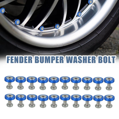20pcs Blue M6 Fender Bumper Washer Bolt Nuts Fastener for Motorcycle Car