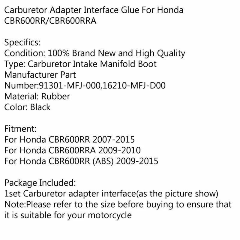 2 x Intake Manifold for Honda CBR 600RR (2007-2017)