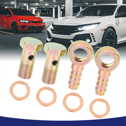 12mm Banjo Hose Barb Bolt Fittings Bronze Tone Metal 2 x for Motorcycle Car