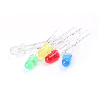 500 x 3mm LED Light Assortment Kit for DIY Projects - White, Yellow, Red, Blue, Green