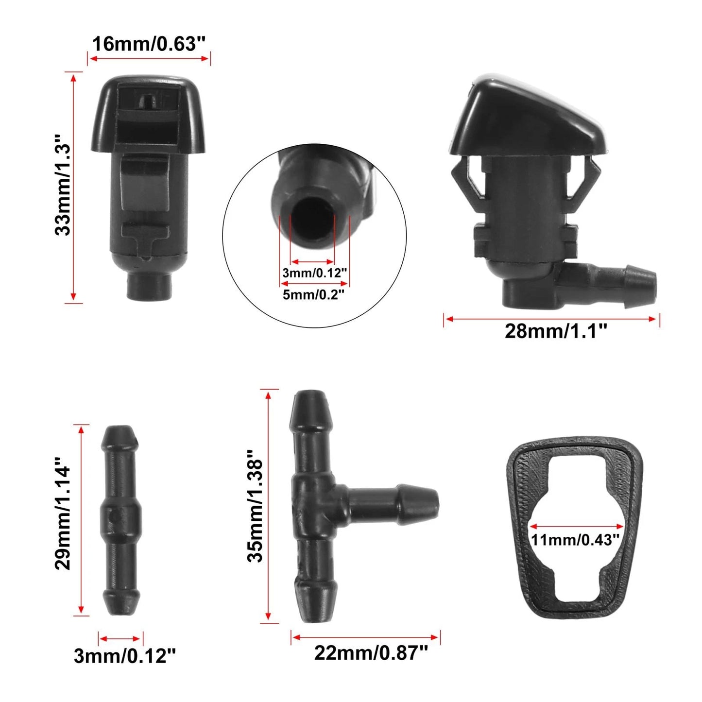 7 x Windshield Wiper Fluid Squirter Nozzles for Jeep Liberty (2002-2007)