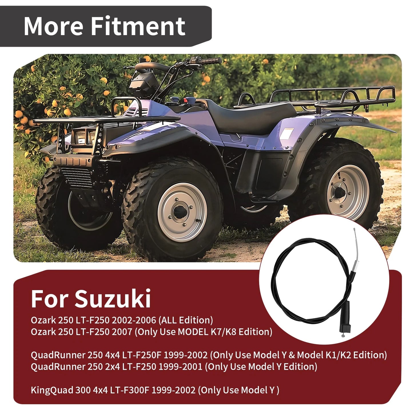 Throttle Cable Suzuki Ozark 250 QuadRunner 250 (1999–2007)