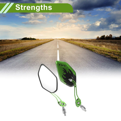 M8/M10 Motorcycle Rear View Mirrors Polygonal Shape Black Green Aluminum Alloy