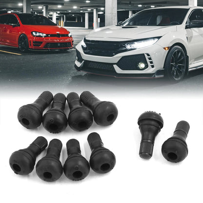 TR412 / 10pcs / Black Tubeless Stubby Valve Stems for SUV ATV Car Motorcycle