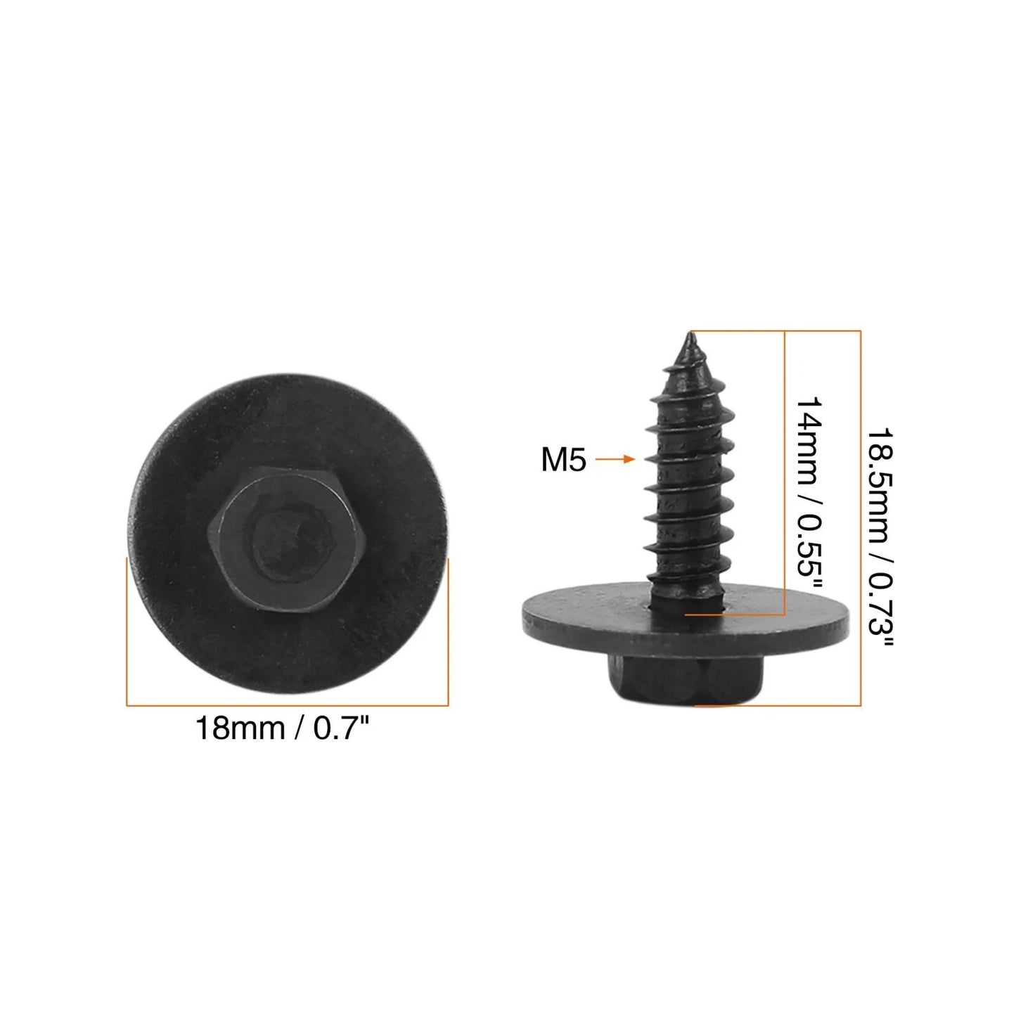 10 x Black Hex Head Metal Screws with Washer for BMW E46 E60 E90 (2000-2013)
