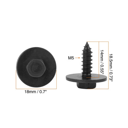 10 x Black Hex Head Metal Screws with Washer for BMW E46 E60 E90 (2000-2013)
