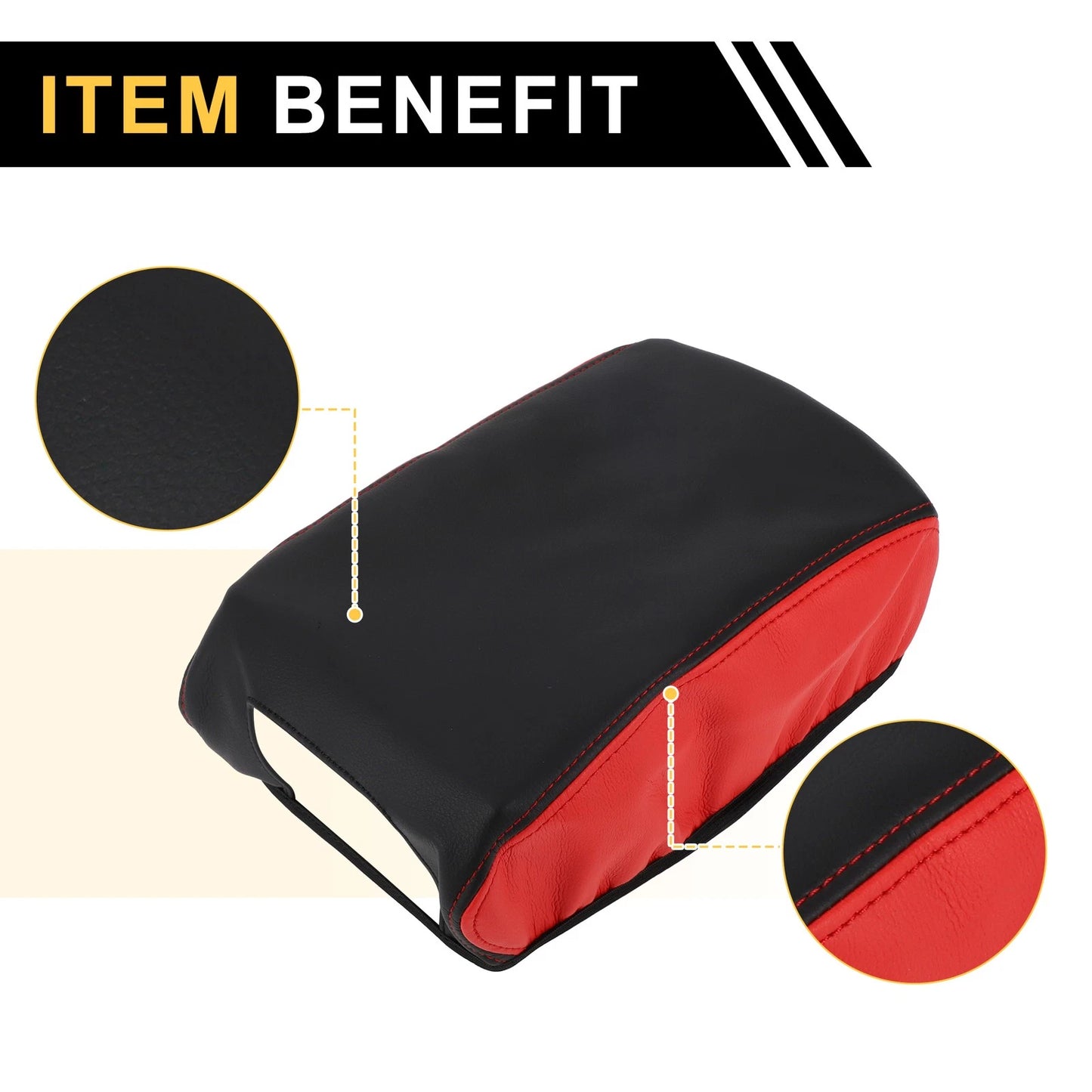 Console Lid Armrest Cover for Jeep Wrangler JK (2011-2017) Black Red