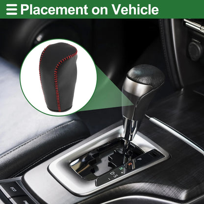 Car Gear Shift Knob Cover 1 Pc for Volvo S80 (2007-2012) Black Red Faux Leather
