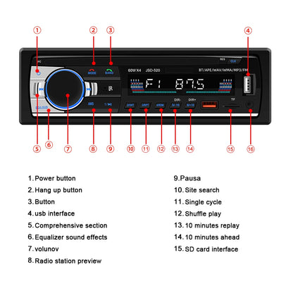 Bluetooth Music Car Radio 1 Din Stereo MP3 Player for Toyota Hilux (1998-2004)