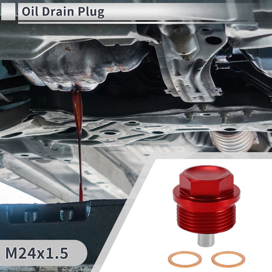 Set M24x1.5 Engine Oil Drain Plug with Gasket for Car, Motorcycle, Boat Red
