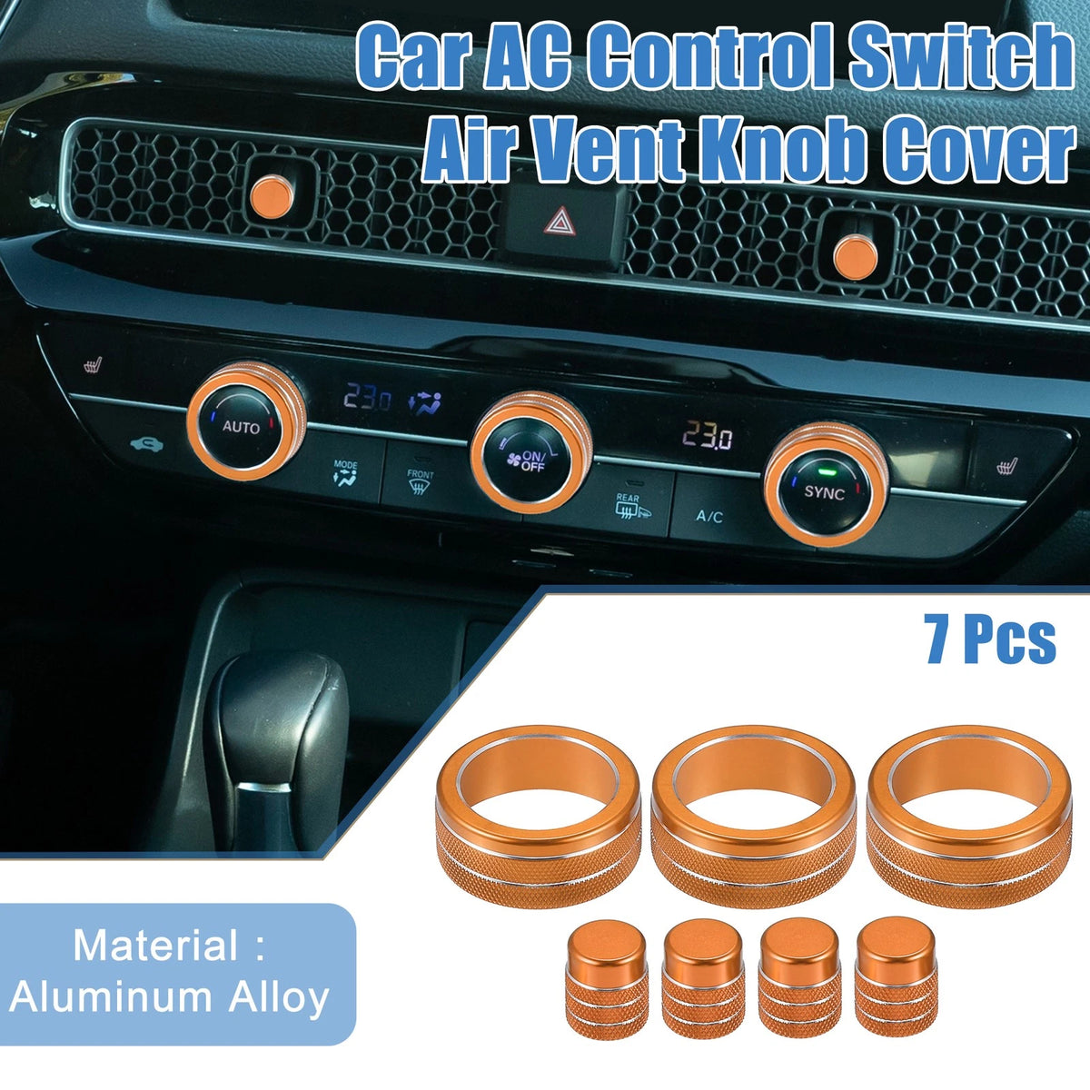 7pcs AC Control Switch Air Vent Knob Covers for Honda Civic (2022-2023)