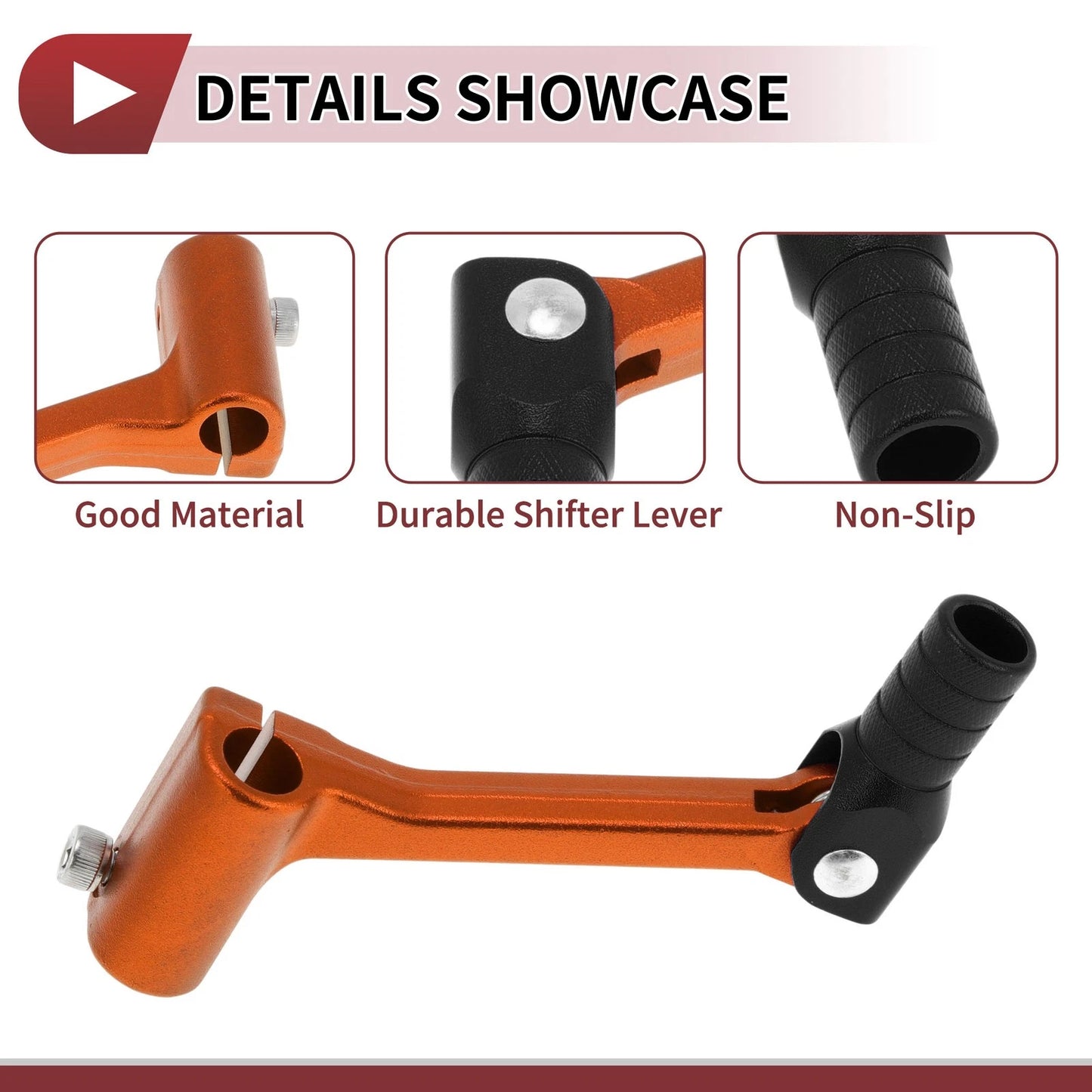 Folding Gear Shifter Lever for Bosuer Cheetah Orange Lever Black Head