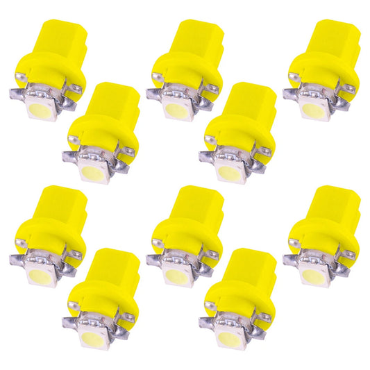 10 x Yellow T5 B8.5D 5050SMD LED Dashboard Light Bulbs for Car