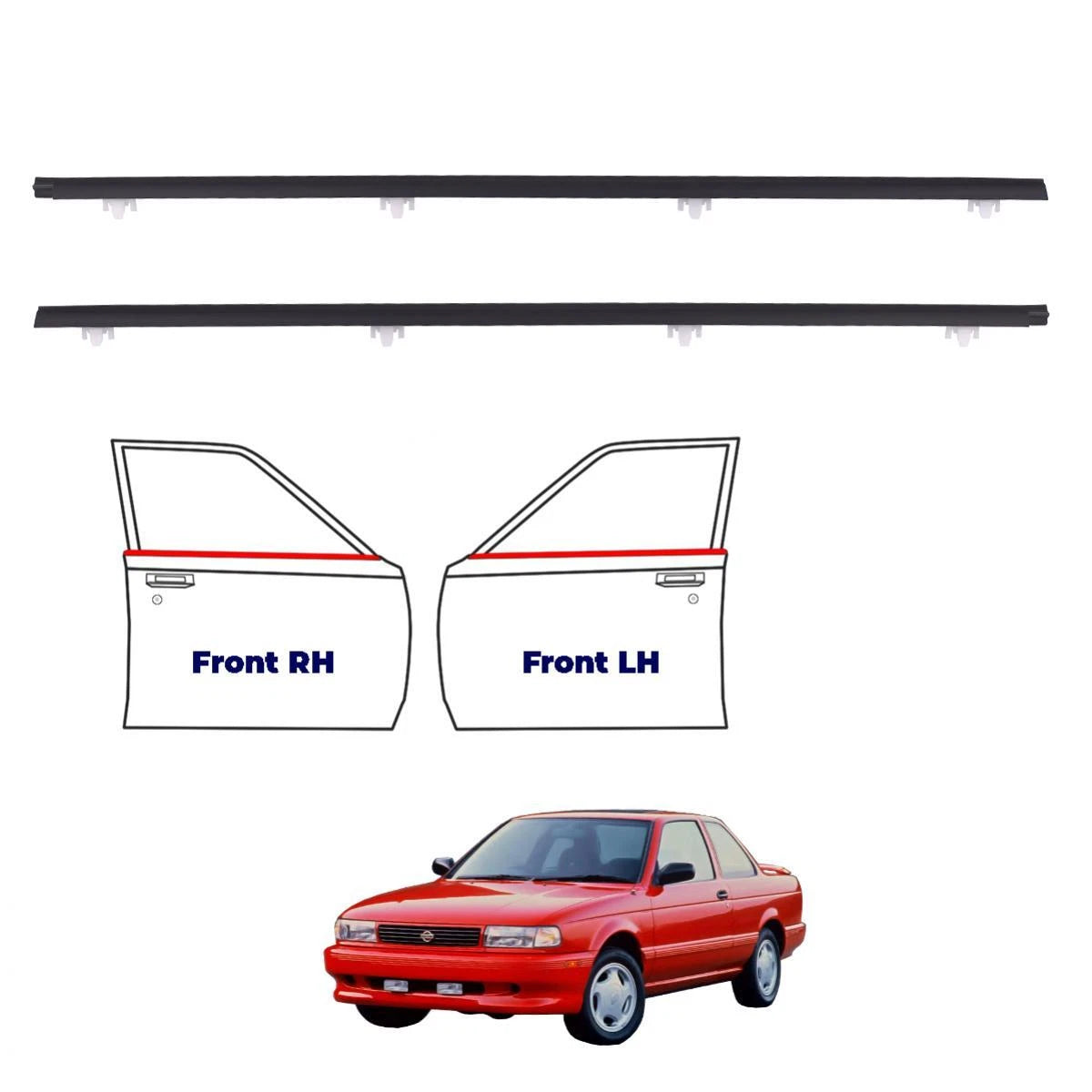 Out Weatherstrip Door Belt Pair Fits Datsun Nissan Sentra B13 Coupe 1990-93 D05