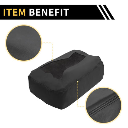 Console Lid Armrest Cover for Chevrolet Microfiber Leather With Zipper Black