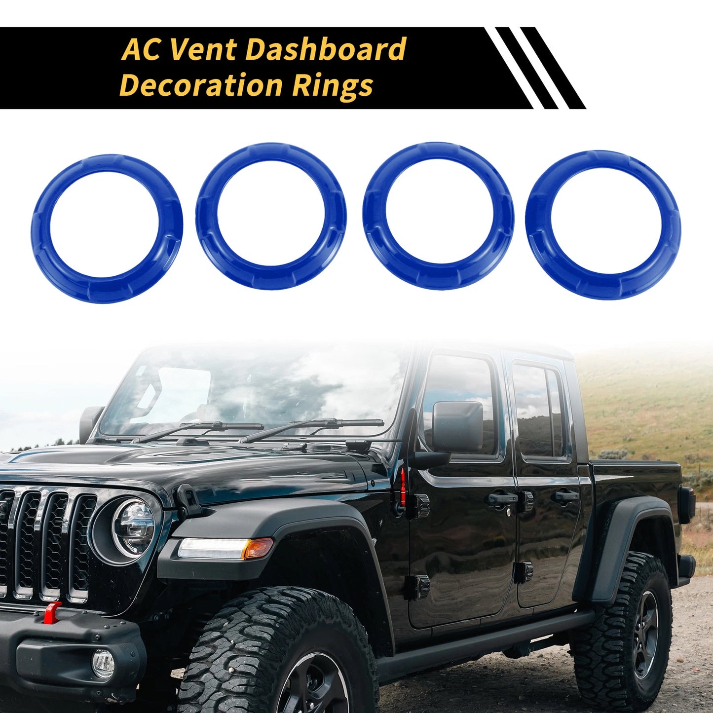 AC Vent Dashboard Decoration Rings for Jeep Wrangler JK JKU (2011-2017) Blue