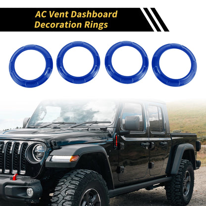 AC Vent Dashboard Decoration Rings for Jeep Wrangler JK JKU (2011-2017) Blue