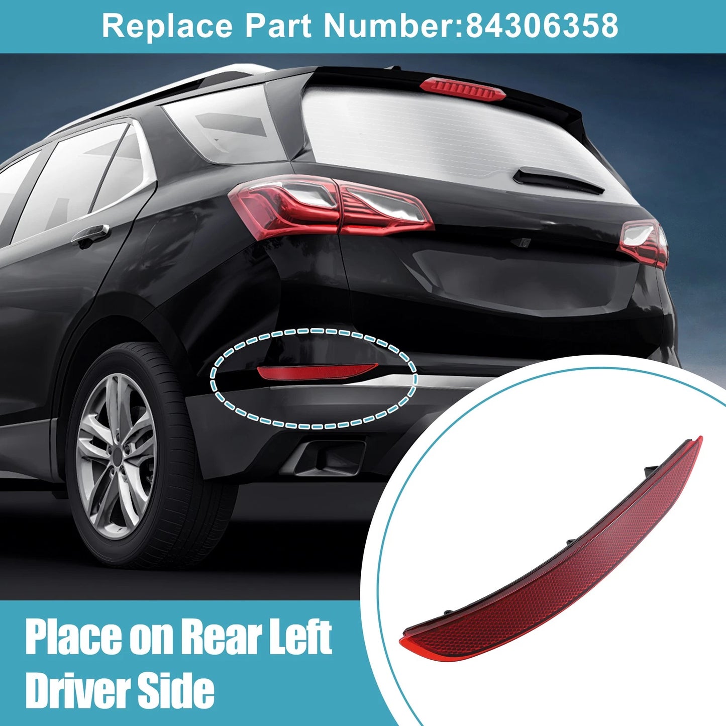 Left Side Rear Bumper Reflective Strip for Chevrolet Equinox (2018-2022)