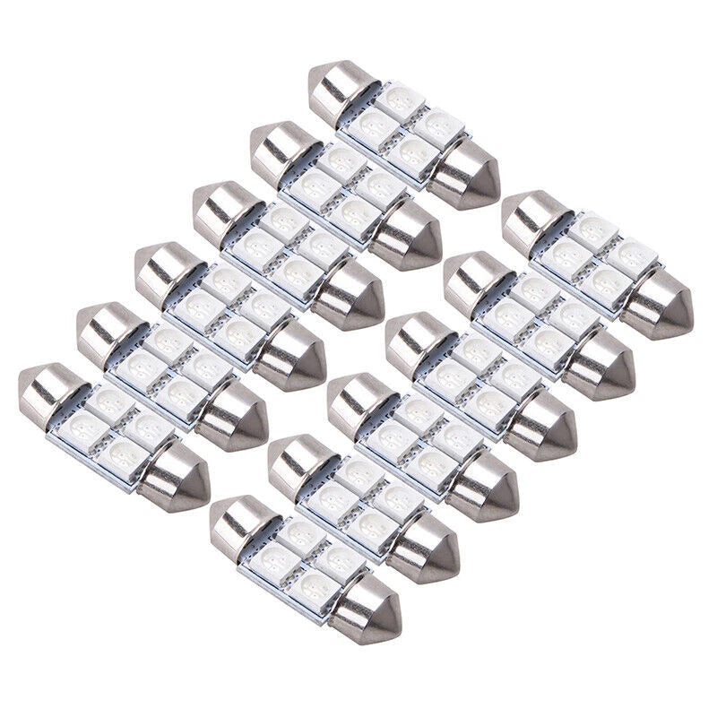 12 x 31mm Festoon 4 SMD 5050 LED Dome Map License Plate Bulbs