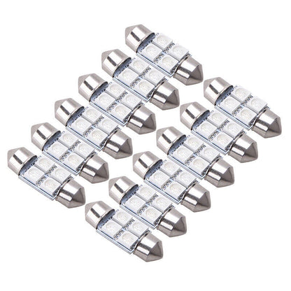 12 x 31mm Festoon 4 SMD 5050 LED Dome Map License Plate Bulbs