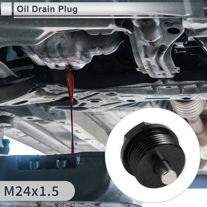 Set Engine Oil Drain Plug with Gasket for Cars/Motorcycles/Boats Black