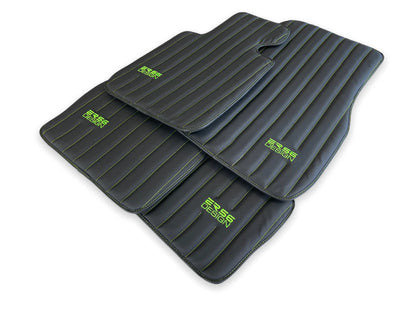 Floor Mats for Rolls Royce Dawn Black Leather 2016-2019 2 x ER56 Design Green Logo