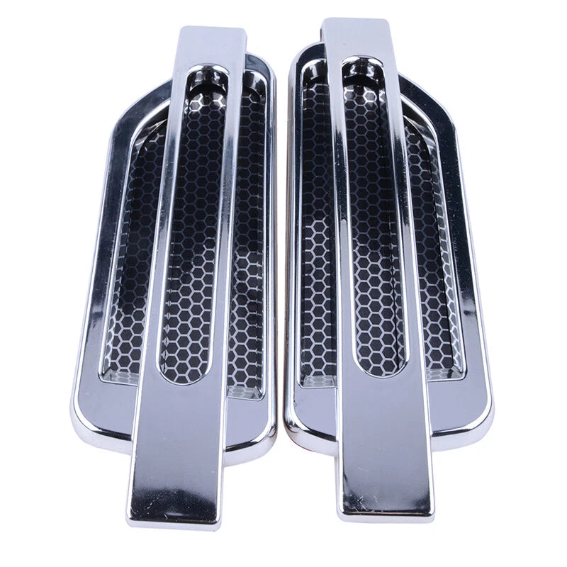 Chrome Car Auto Bonnet Air Intake Flow Side Fender Vent Hood Scoop Cover 2 x