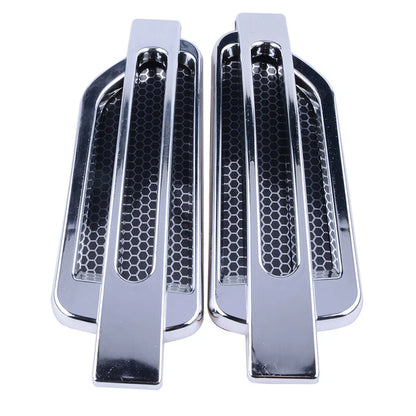 Chrome Car Auto Bonnet Air Intake Flow Side Fender Vent Hood Scoop Cover 2 x