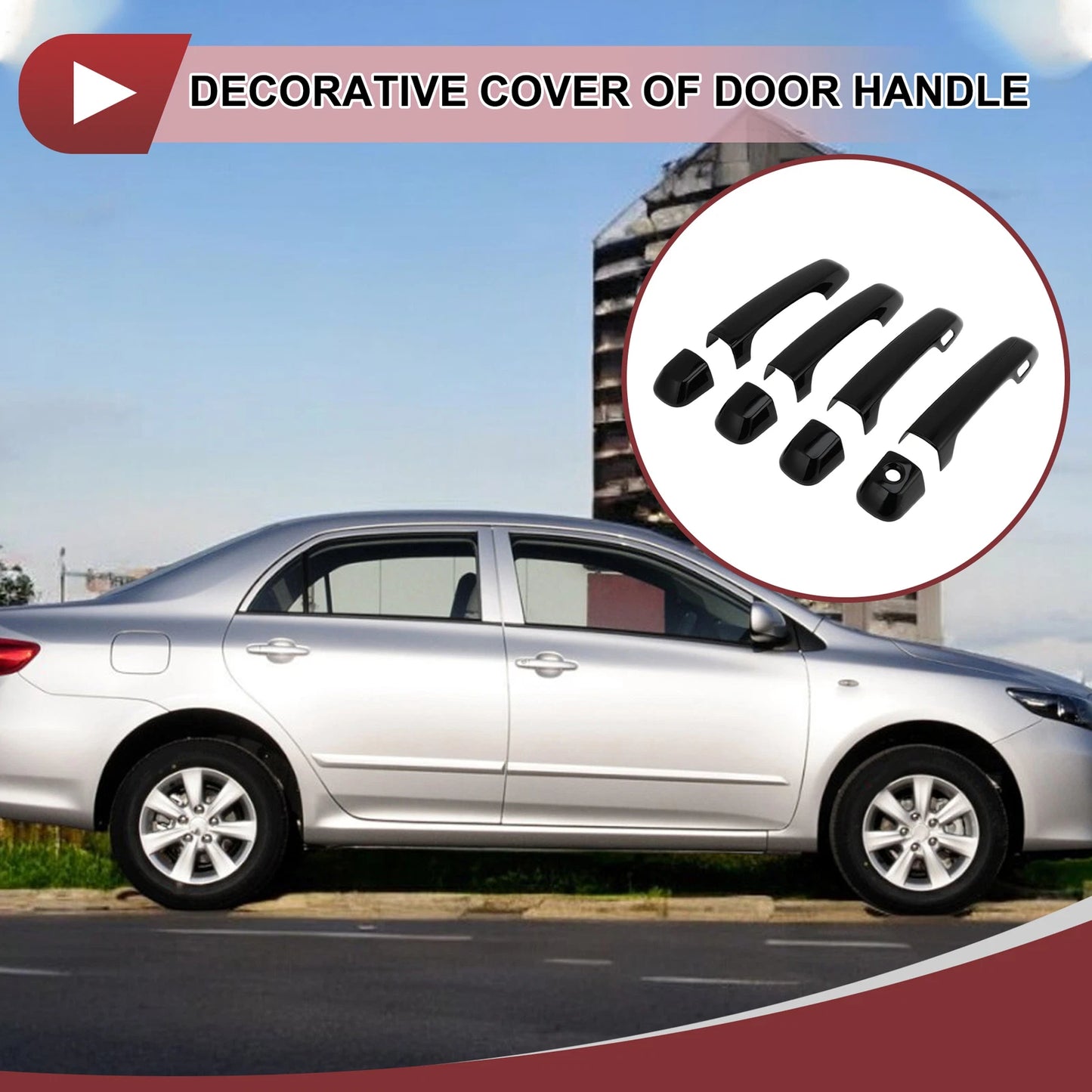 Car Door Handle Cover Set for Toyota Land Cruiser (2016-2023) Gloss Black ABS