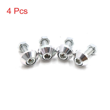 4 x Silver Tone Aluminum Alloy License Plate Screws for Car/Motorcycle