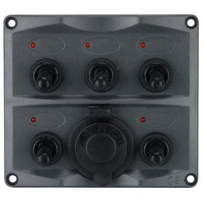 Marine Switch Panel 5 Gang with Dual USB Port & LED Indicators, Water Resistant