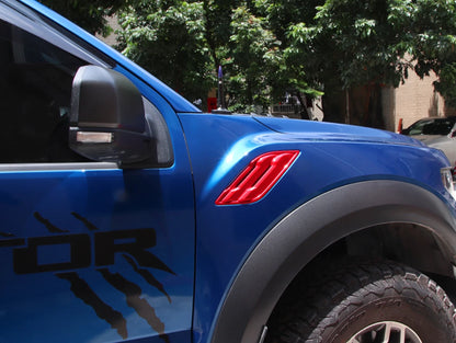 Red ABS Front Side Fender Air Outlet Vent Covers for Ford F150 (2015-2019)