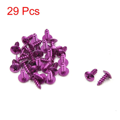 29 Pcs Round Cross Head Screws Bolts Purple for Universal Motorcycle Scooter