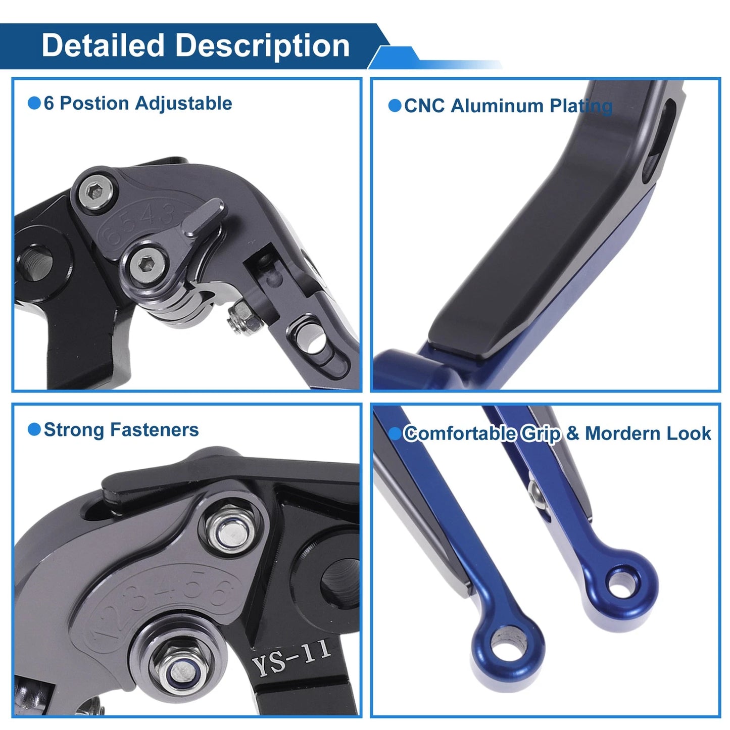 Adjustable Brake Clutch Levers for Honda X11 (1999-2002) - Titanium Blue