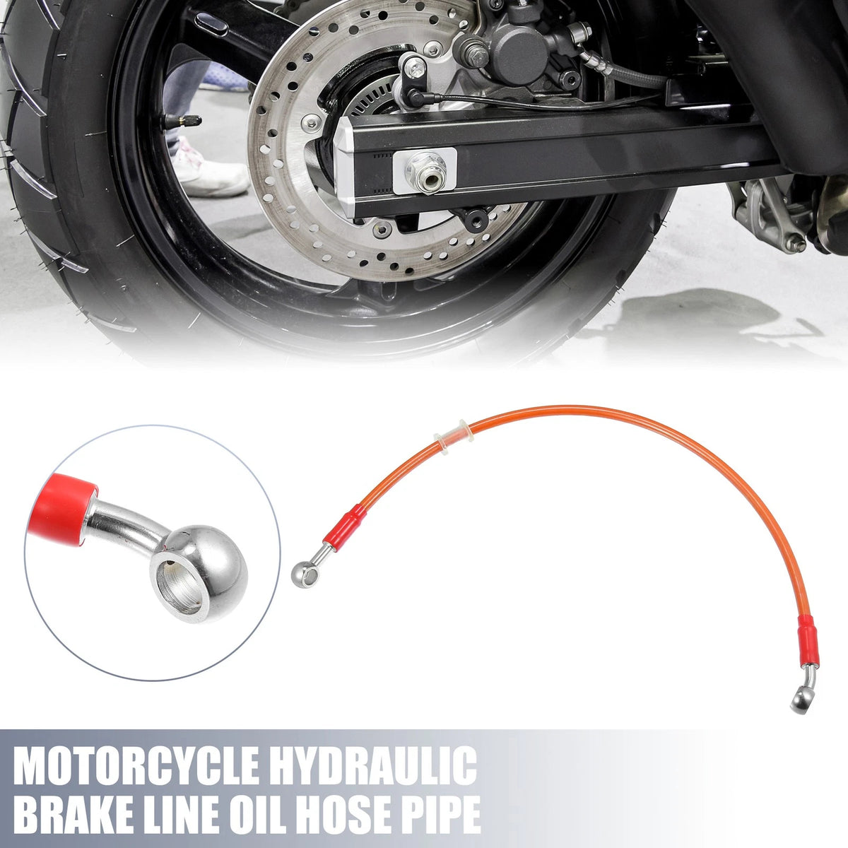 Brake Line 50cm 10mm Motorcycle Hydraulic Oil Hose Pipe Orange for Make Model