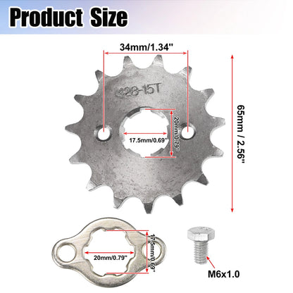 Set 428 15T 20mm Front Engine Sprocket for Dirt Bike Mini Bike