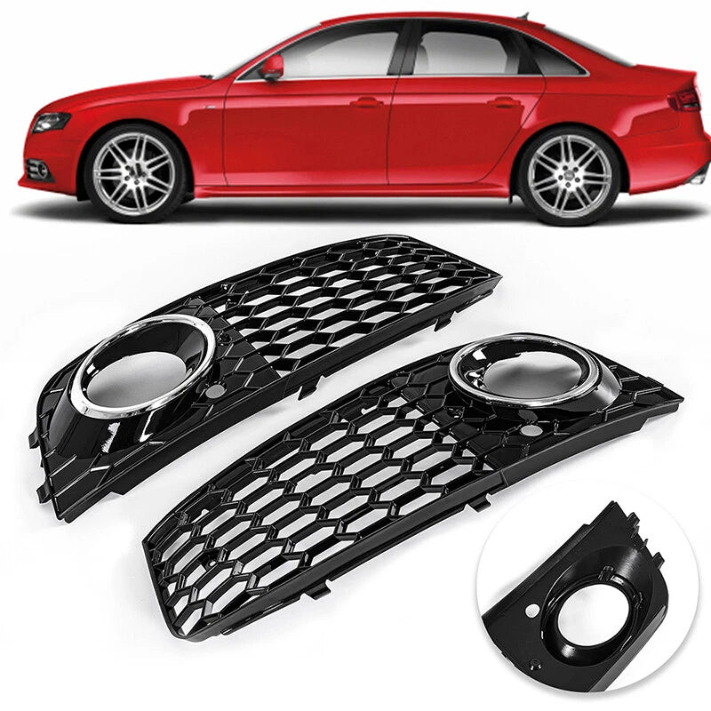 Front Bumper Fog Light Grille Chrome Cover for Audi A4 (2009-2012)
